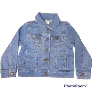 CARTER'S Denim Blue Jean Jacket Pre-Washed Front Buttons Cuffs Pockets 3T